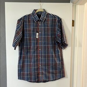 Men's Navy and Red Checkered Shirt